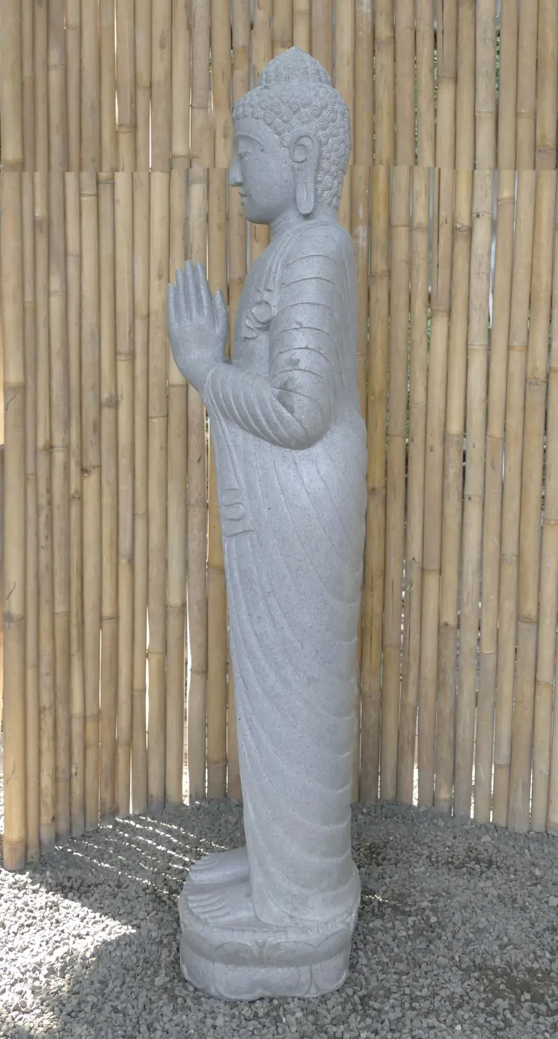  Product image 4 of the product “Standing Buddha made of Riverstone, position Namaskara , H. 180cm. ”